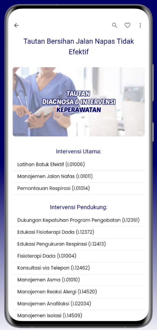 Screenshot Aplikasi SIKI Intervensi Keperawatan 5