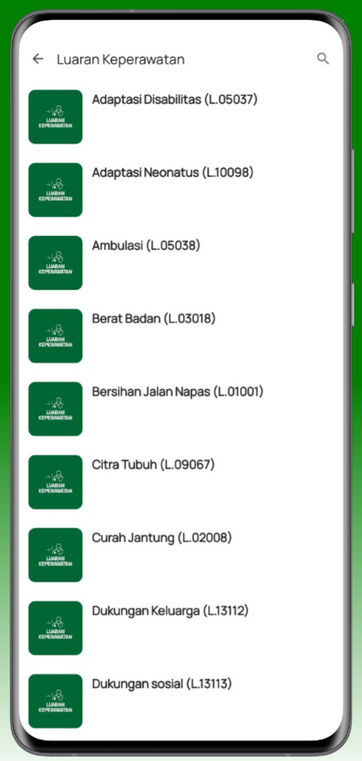 Screenshot Aplikasi SLKI Luaran Keperawatan 2